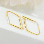 925 Sterling Silver Simple Diamond Shaped Ear Hook Hoop Earrings Jewellery