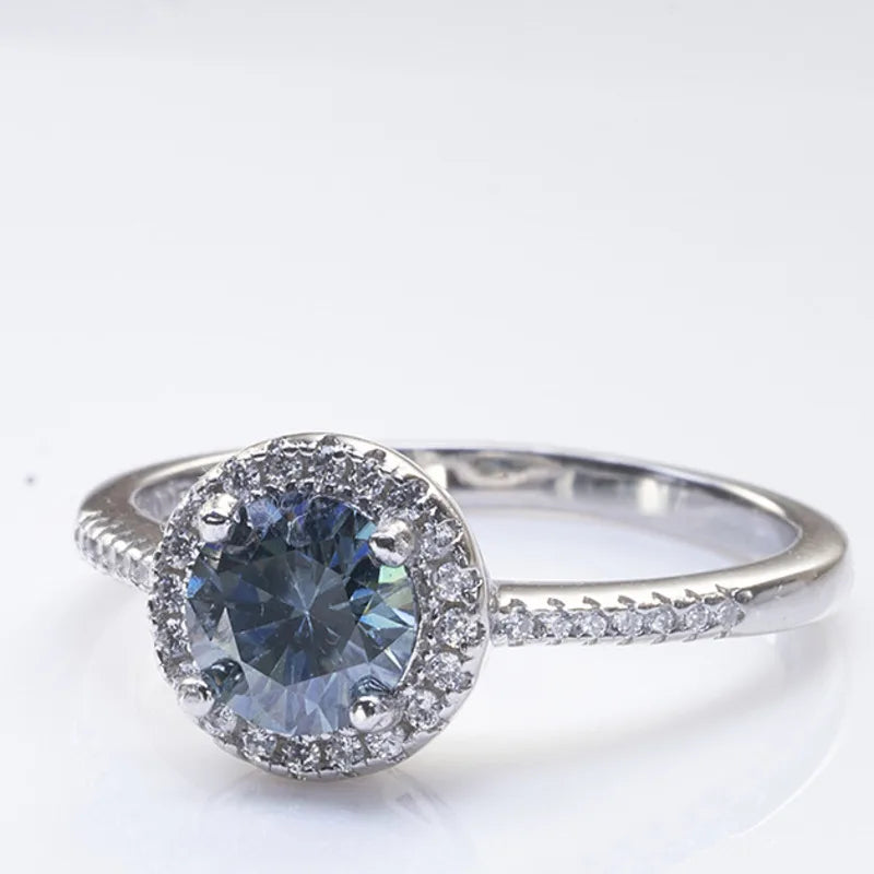 New Grey Color 1CT Moissanite Ladies Ring Silver 925 Jewerly For Women Fashion Engagement Wedding Diamond Party JewerlyRings