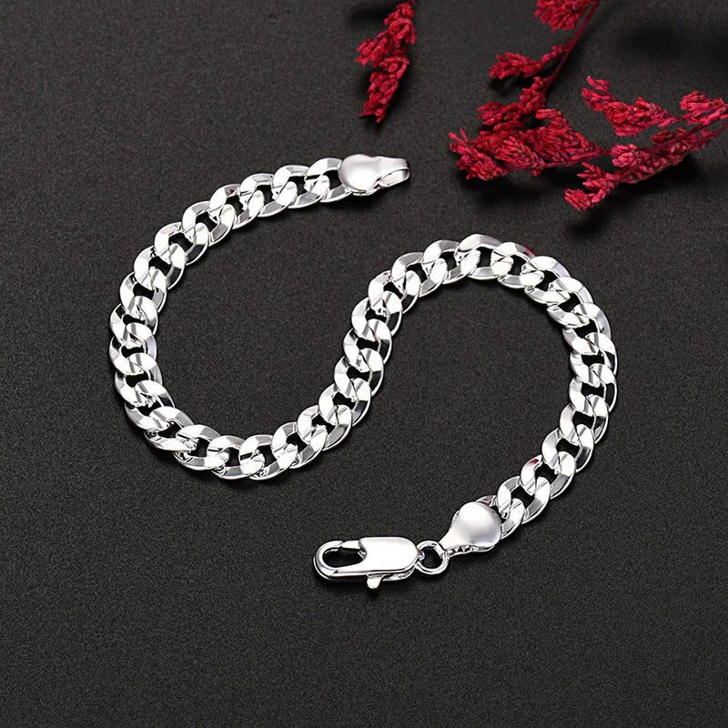 7mm Chain Bracelet 925 Sterling Silver Men Women Luxury Designer Jewellery
