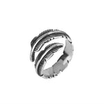 Feather Adjustable Ring 925 Sterling Silver Vintage Luxury Jewellery