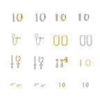 2022 Stainless Steel Zircon Square Chain Hoop Earrings Small Pendant