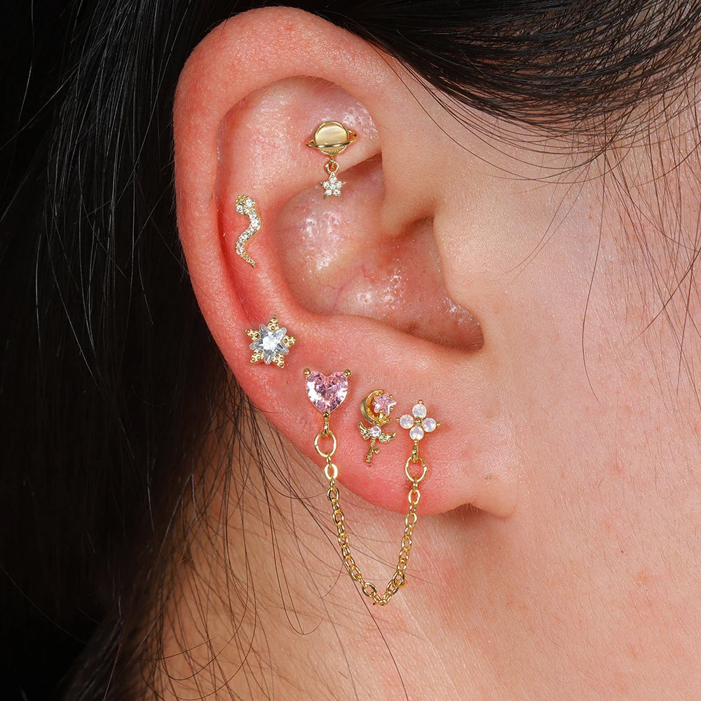 1pc Cartilage Ear Piercing Stud Women Surgical Steel Flat Back
