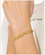 18k Gold Plated Chunky Oval Link Chain Bracelets for Women Thick Stainless Steel Jewelry