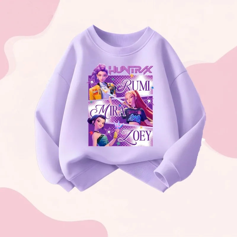 Girls Spring Long Sleeve Casual Sweatshirt O-Neck Breathable Sport Top