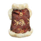 Dog Cat Tang Suit | Chinese New Year Red Coat, Warm Festive Cheongsam Outfit, Traditional Mandarin Collar Design