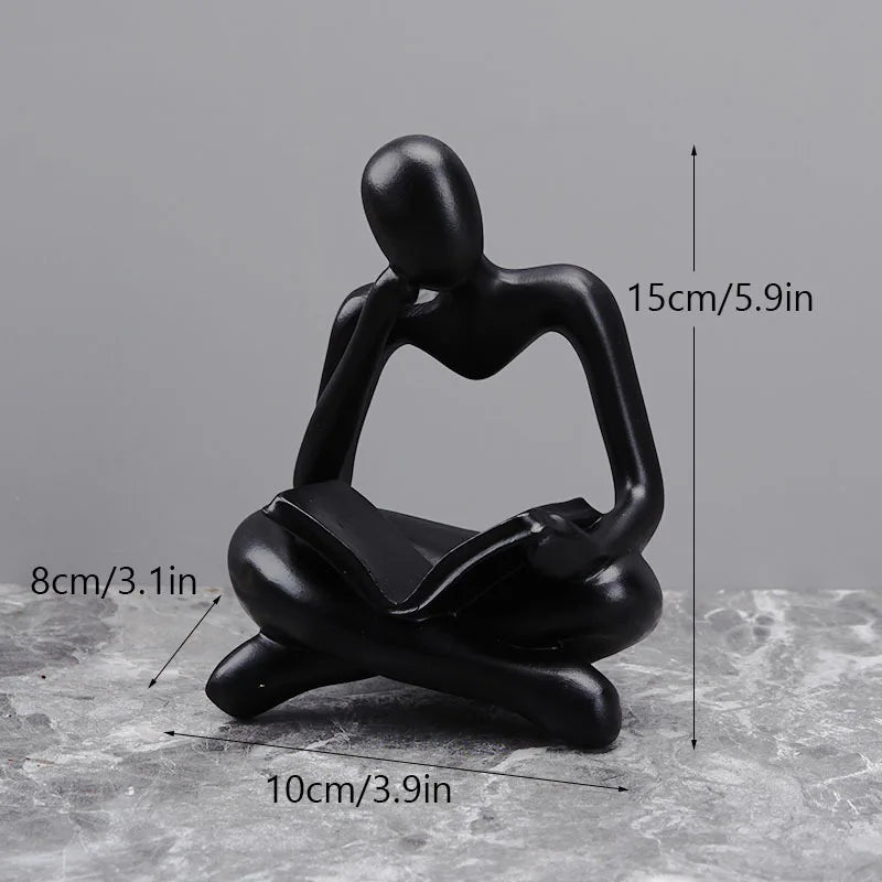 Nordic Abstract Reading Book Statue Resin Figurine Office Desktop Handmade Crafts