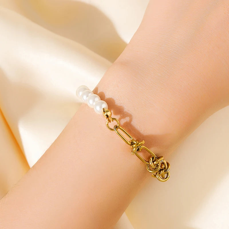 Gold Colour Stainless Steel Bangle 18K Plated Heart Wrist Chain