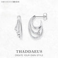 White Stones Wave Hoop Earrings 925 Sterling Silver Trendy Gift