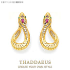 Gold Snake Hinged Hoop Earrings 925 Sterling Silver Bohemia Seduction