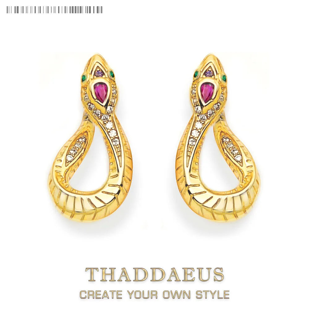 Gold Snake Hinged Hoop Earrings 925 Sterling Silver Bohemia Seduction