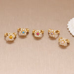 1 Piece Stainless Steel Zircon Minimal Hoop Earring 14K Gold Plated