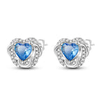 925 Sterling Silver Romantic Pink Love Heart Stud Earrings Birthday Gift