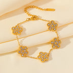 Flower Clover Zircon Stainless Steel Bracelet 2025 Trendy Wrist Chain