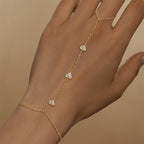 AIDE 100% Plata 925 Sterling Silver Full Zircon Round Bezel Sparking Diamond Hand Chain Bracelet For Women Rings Pulseras Jewel