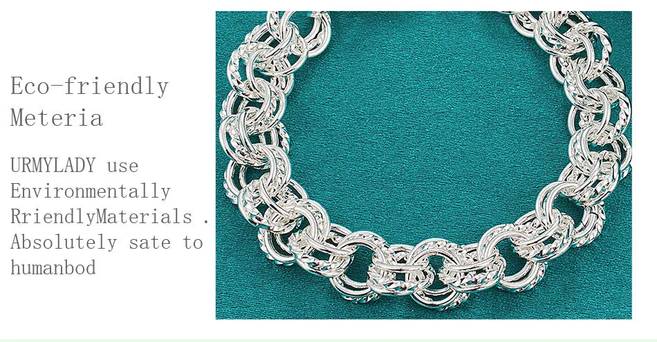 Pretty Circle Fashion Bracelet 925 Sterling Silver Wedding Party Jewellery