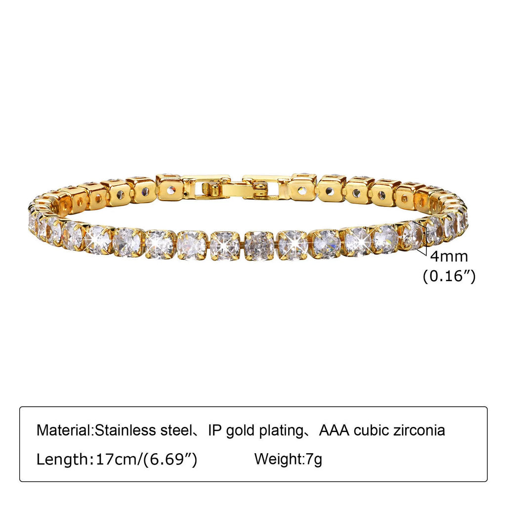 6mm Paperclip Chain Bracelet 18k Gold Plated Stainless Steel Link Adjustable Stackable Jewelry for Women Girls Gift