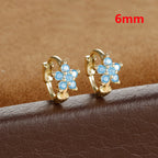 2PCS Huggies Hoop Earrings Stainless Steel Crystal Zirconia Flower