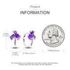 925 Sterling Silver Flower Plant Zircon Circle Hoop Earrings Jewellery Gift