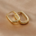 2PCS Gold Colour Square Stainless Steel Hoop Earrings Minimalist Punk
