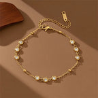 Flower Butterfly Heart Stainless Steel Charm Bracelet Gold Colour