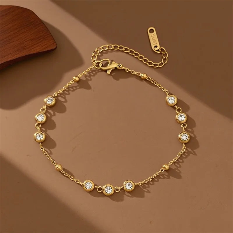 Flower Butterfly Heart Stainless Steel Charm Bracelet Gold Colour
