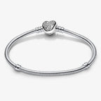New 925 Silver Sparkling Heart to Heart Double Loop Leather Rope Weaving Bracelet Fashion DIY Charm Exquisite Jewelry Gift