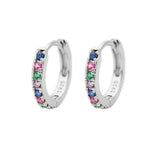 2PCS Stainless Steel Minimal Hoop Earrings Zirconia Small Huggie Thin