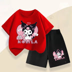 Sanrio Kuromi Girls Summer Breathable Outfits T-Shirt and Shorts Set
