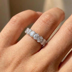 925 Sterling Silver Shiny Inlaid Oval Cubic Zirconia Ring Simple Style Wedding Party Trendy Jewellery
