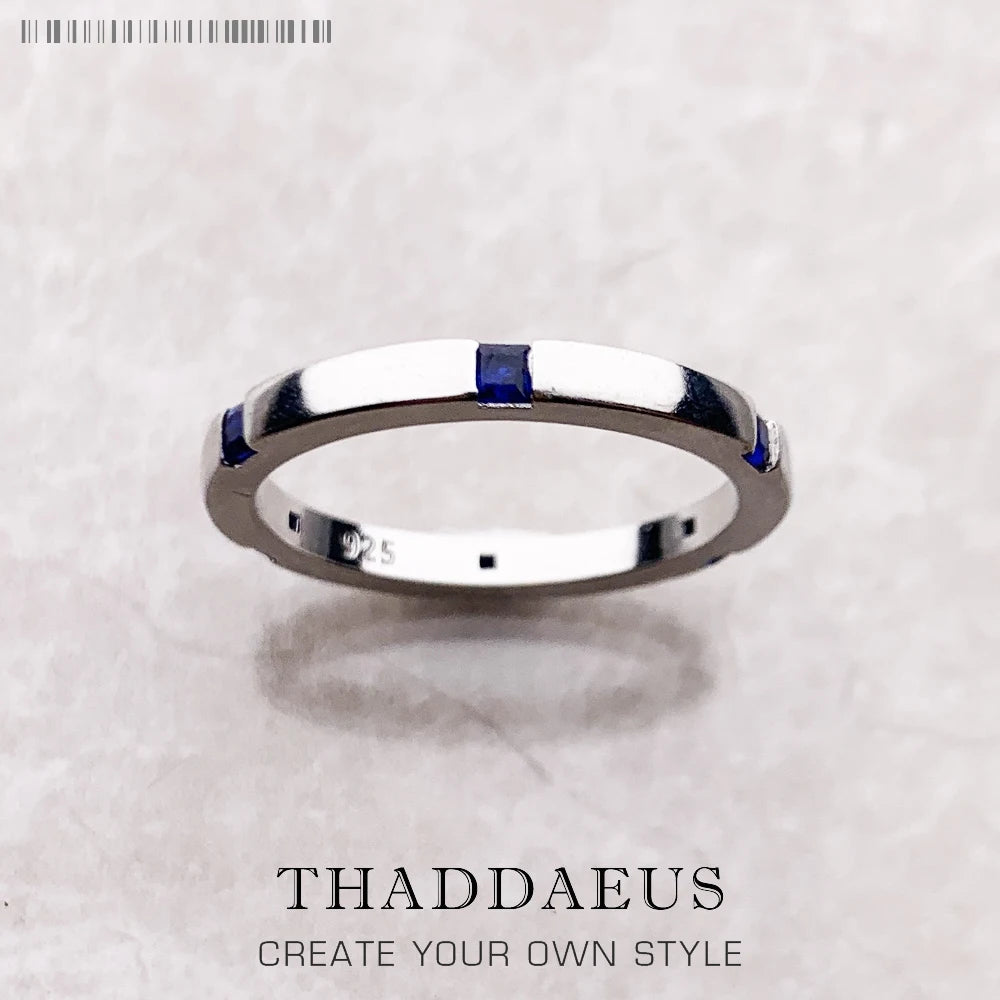 925 Sterling Silver Ring with Stones Trendy Fine Jewellery Women Christmas Gift