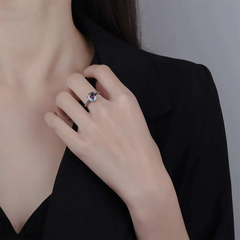 925 Sterling Silver Colour Zircon Open Rings For Women Engagement Luxury Jewelry Gift Female  Jewellery