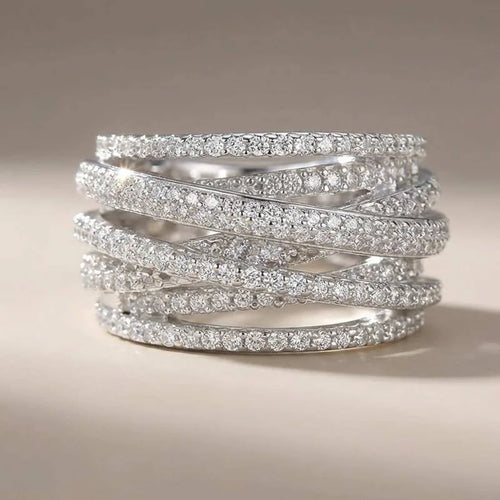 925 Sterling Silver Classic Vintage Line Wrap Zircon Ring For Women Party Luxury Fashion High Quality Fine Jewelry Hot Sales
