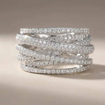925 Sterling Silver Classic Vintage Line Wrap Zircon Ring Party Luxury Fashion Hot Sales