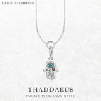 Hand of Fatima Charm Necklace 925 Sterling Silver Bohemia Men Women Gift