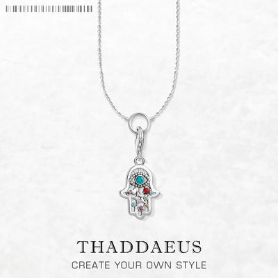 Hand of Fatima Charm Necklace 925 Sterling Silver Bohemia Men Women Gift