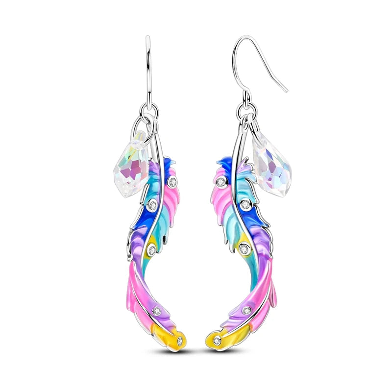 925 Sterling Silver Dreamcatcher Feather Ear Studs Hoop Earrings Jewellery Gift
