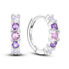 925 Sterling Silver Purple Inlaid Stone Versatile Hoop Earrings Birthday Gift