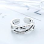 925 Sterling Silver Overlapping Adjustable Open Ring Engagement Jewellery Wholesale Accessory