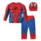 Spiderman Muscle Cosplay Suit Superhero Boys Girls Top Pants Cape Halloween