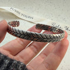 100% Solid 925 Sterling Silver Metal Bracelet for Women Men Vintage Black Stone Letters Handmade Simple Birthday Gift