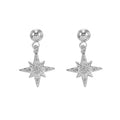 2PCS Gold Colour Crystal Zirconia Chain Hoop Earrings Small Pendant