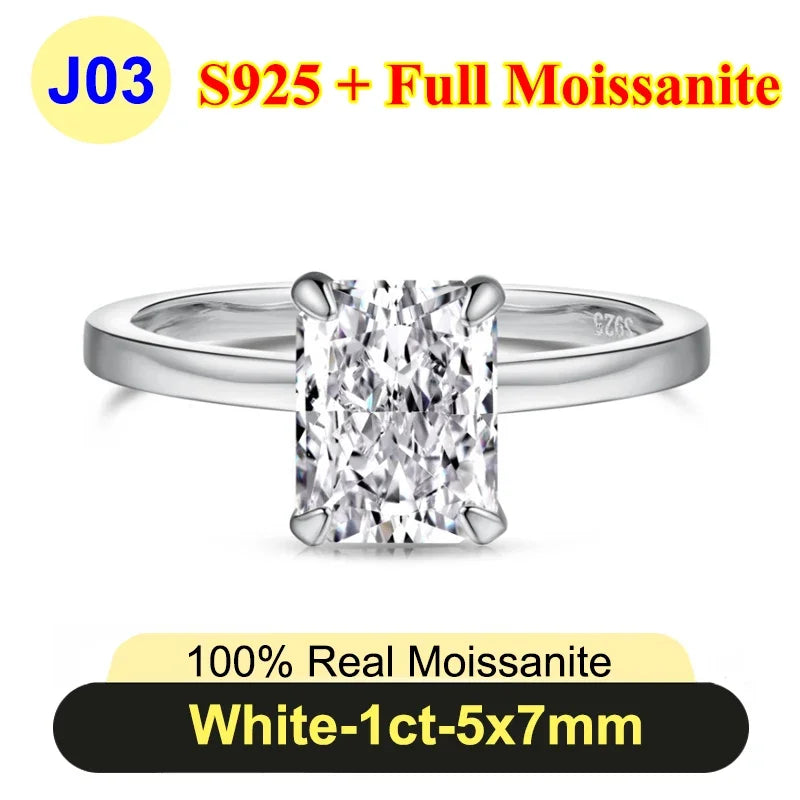 PureNew 1ct-4ct Radiant Cut Full Moissanite Diamond Rings For Women Original 925 Silver Luxury Oval Cut Lady's Diamond Ring 2025