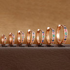 Stainless Steel Colourful Zirconia Huggie Minimal Hoop Earrings