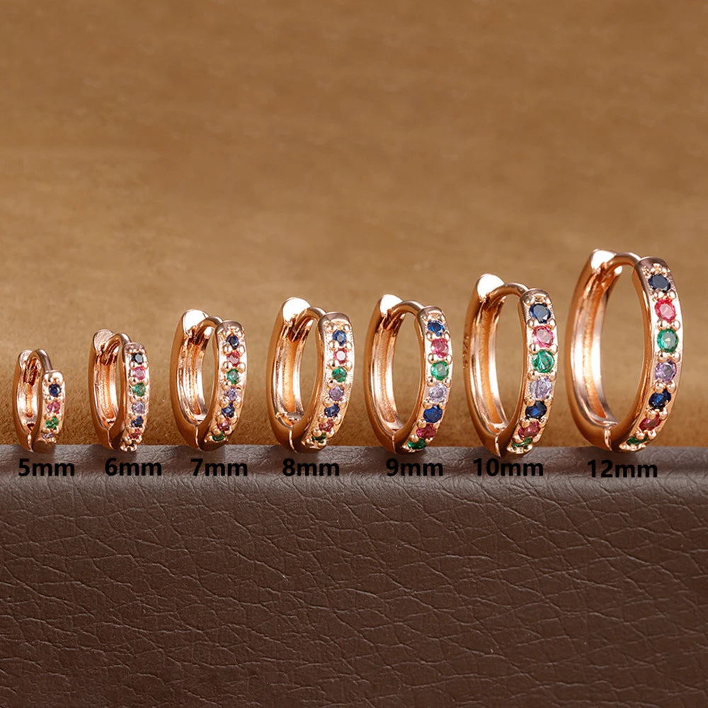 Stainless Steel Colourful Zirconia Huggie Minimal Hoop Earrings