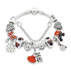 Red Pink Black Crystal Animal Charm Bracelet Heart Mickey Minnie Gift