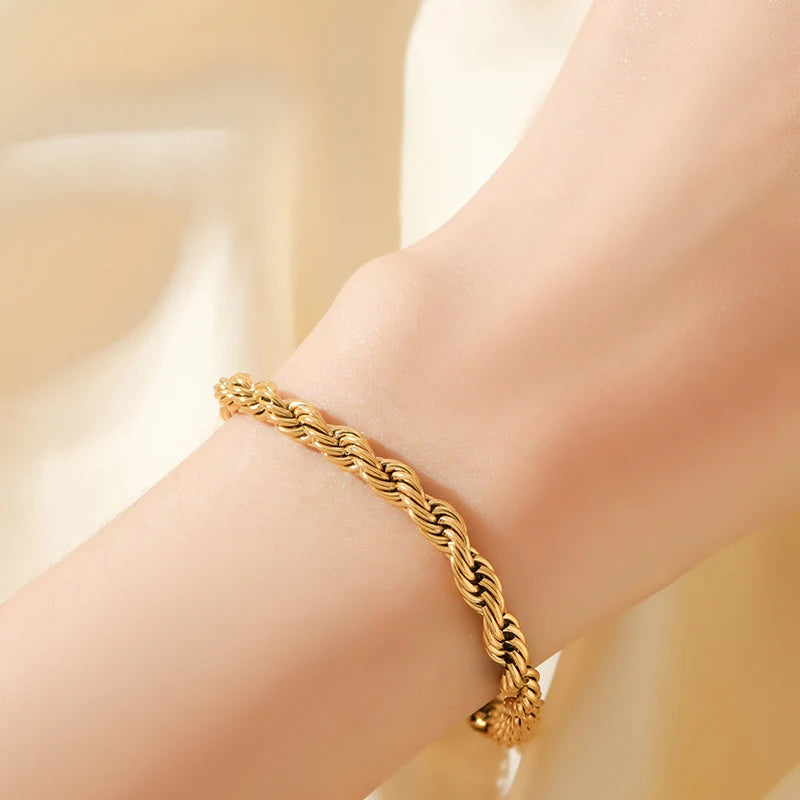 Flower Butterfly Heart Stainless Steel Charm Bracelet Gold Colour