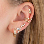2022 New Stainless Steel Minimal Hoop Earrings Cubic Zirconia