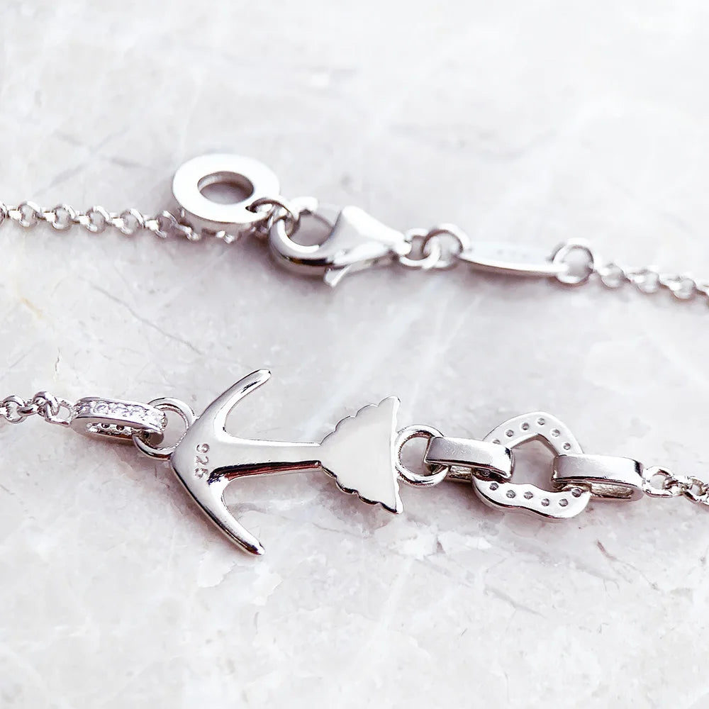 Love Anchor and Heart Necklace 925 Sterling Silver Romantic Jewellery Gift