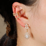 Vintage Crystal Zirconia Stainless Steel Earrings Star Pendant