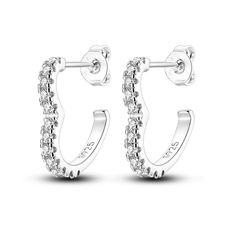 925 Sterling Silver Exquisite Heart-shaped Versatile Hoop Earrings Birthday Gift